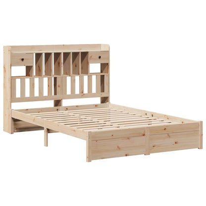 Bed met boekenkast zonder matras massief grenenhout 140x200 cm