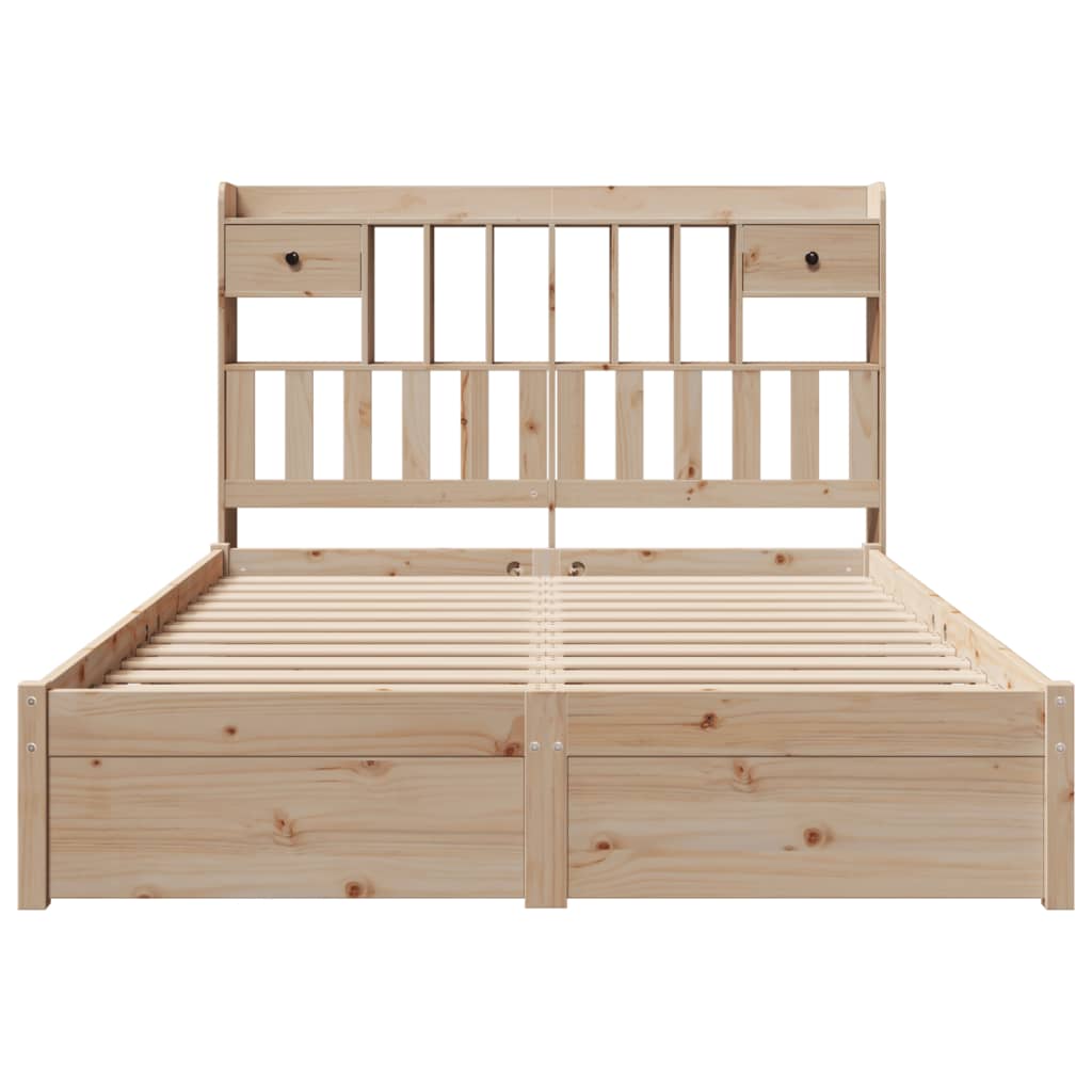 Bed met boekenkast zonder matras massief grenenhout 140x200 cm
