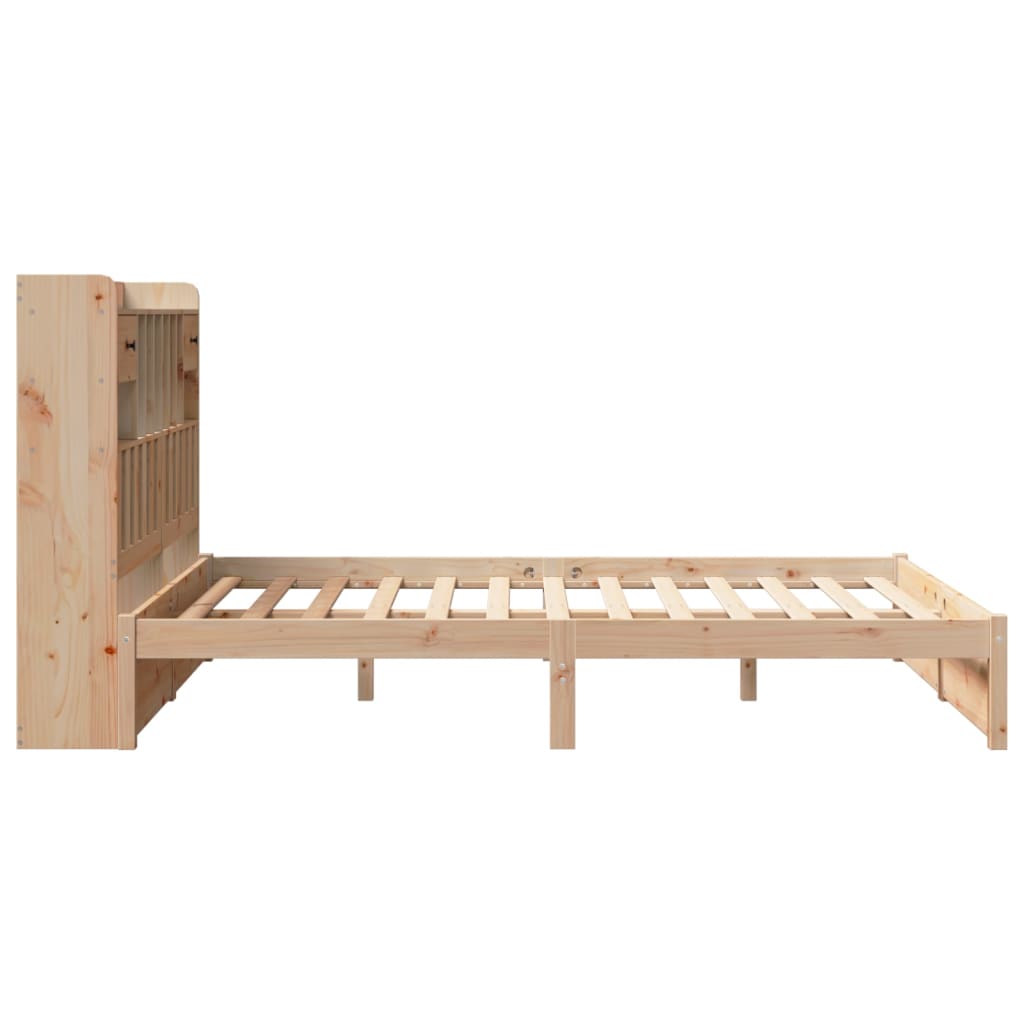 Bed met boekenkast zonder matras massief grenenhout 140x200 cm