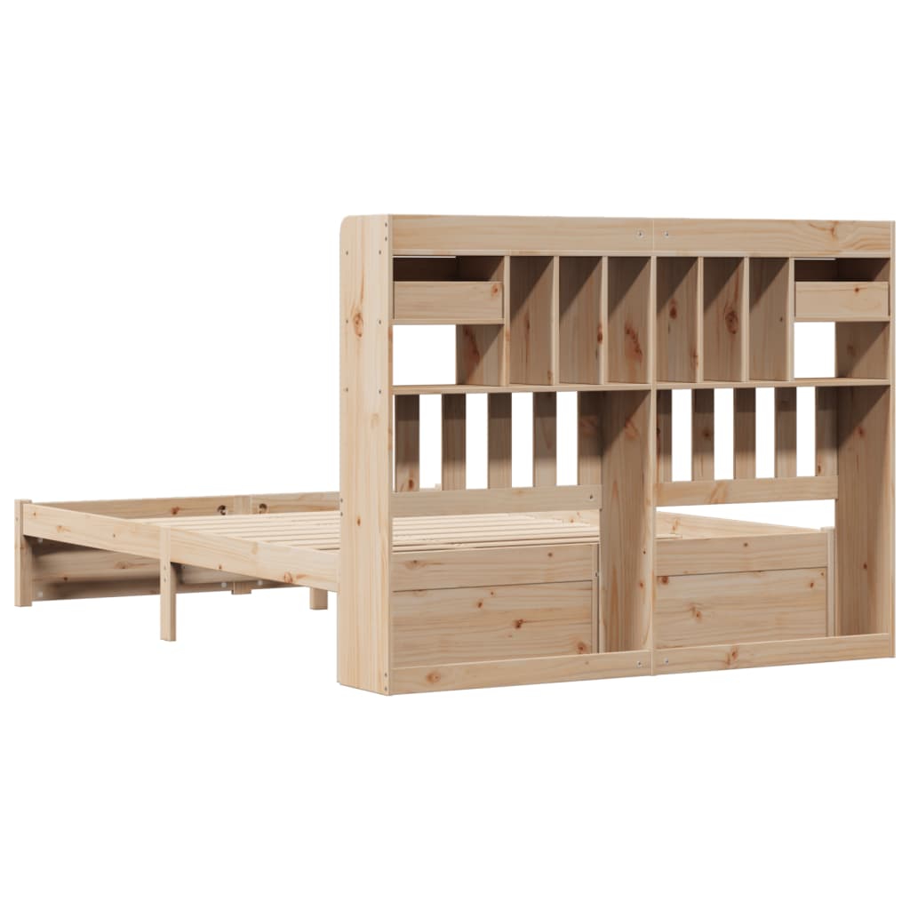 Bed met boekenkast zonder matras massief grenenhout 140x200 cm
