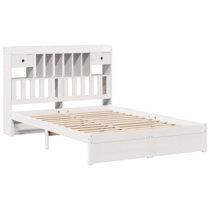 Bed met boekenkast zonder matras grenenhout wit 140x200 cm