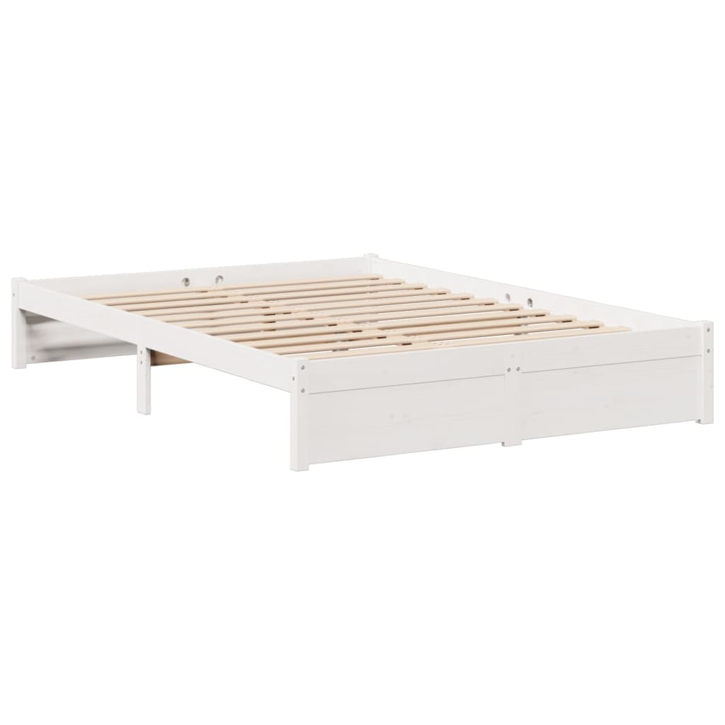Bed met boekenkast zonder matras grenenhout wit 140x200 cm