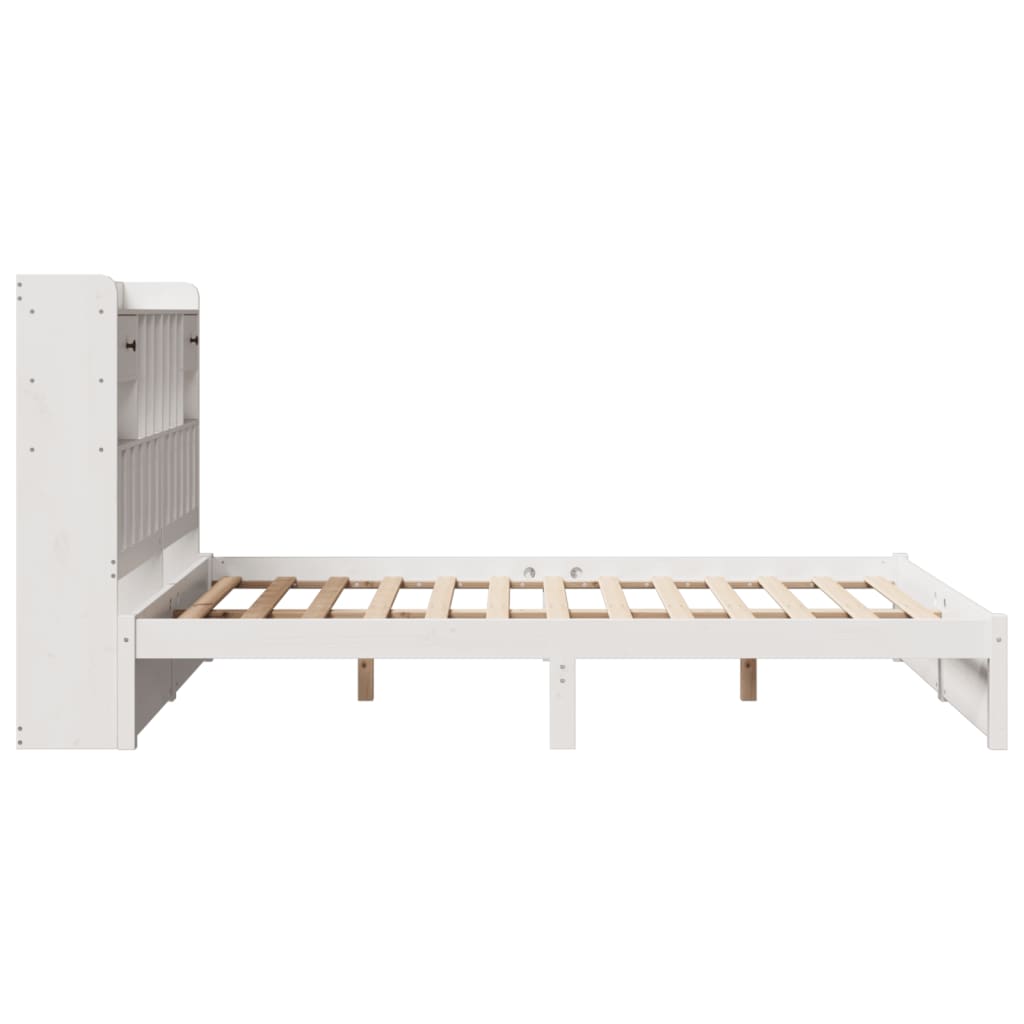 Bed met boekenkast zonder matras grenenhout wit 140x200 cm