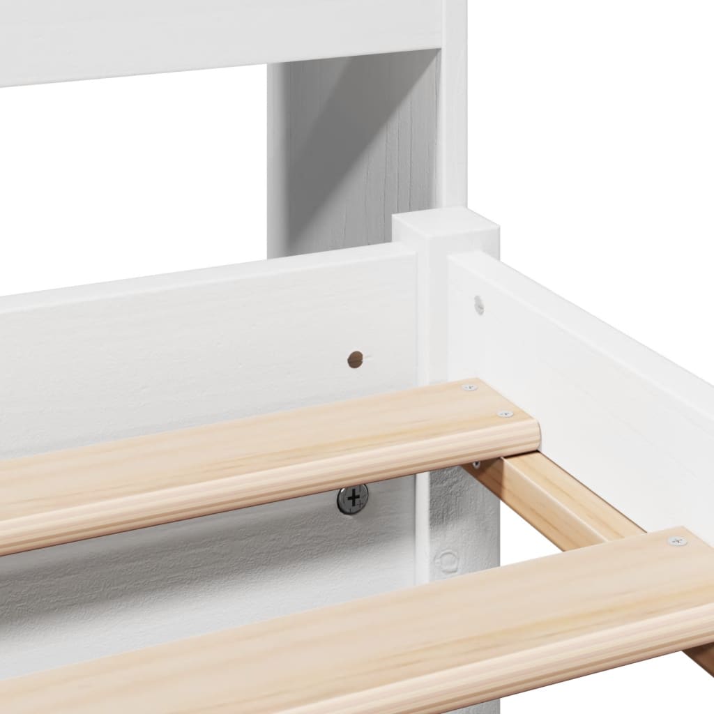 Bed met boekenkast zonder matras grenenhout wit 140x200 cm