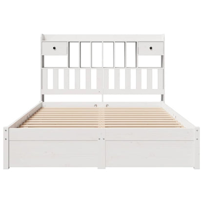 Bed met boekenkast zonder matras grenenhout wit 150x200 cm