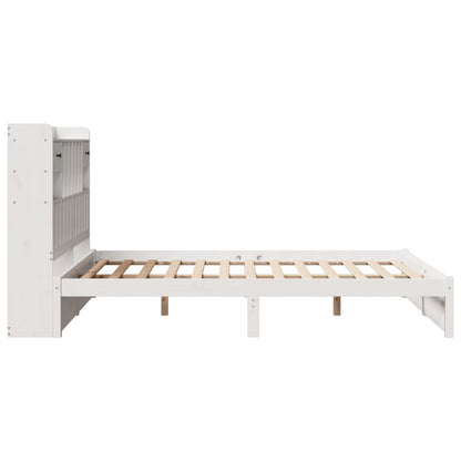 Bed met boekenkast zonder matras grenenhout wit 150x200 cm