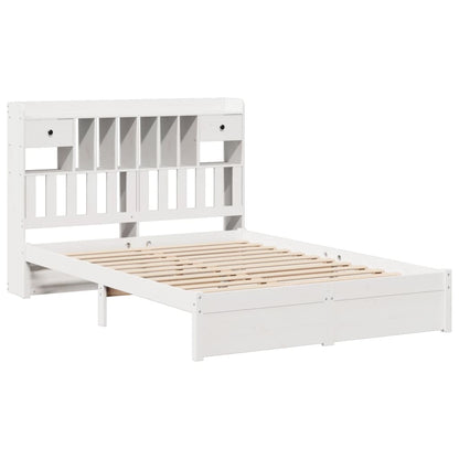Bed met boekenkast zonder matras grenenhout wit 160x200 cm