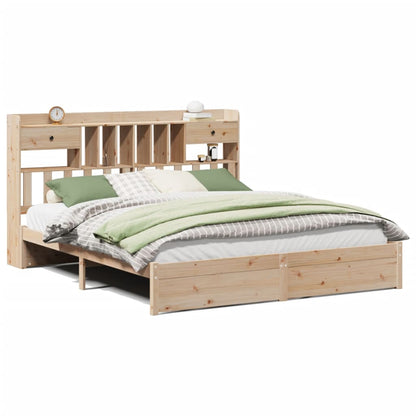 Bed met boekenkast zonder matras massief grenenhout 180x200 cm