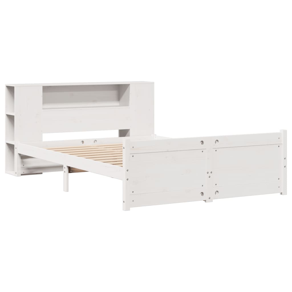 Bed met boekenkast zonder matras grenenhout wit 120x190 cm