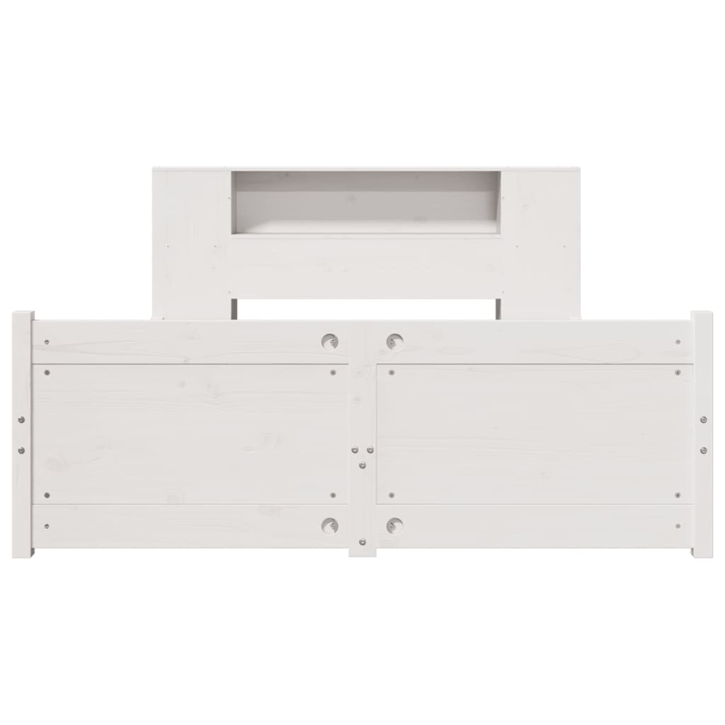 Bed met boekenkast zonder matras grenenhout wit 120x190 cm