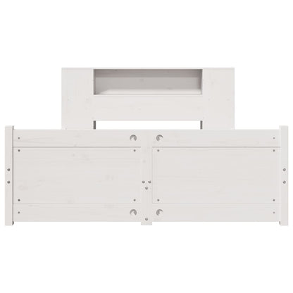 Bed met boekenkast zonder matras grenenhout wit 120x190 cm