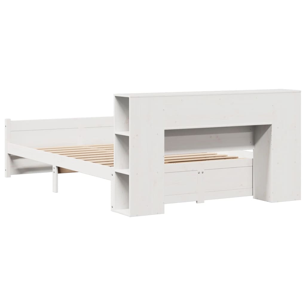 Bed met boekenkast zonder matras grenenhout wit 120x190 cm