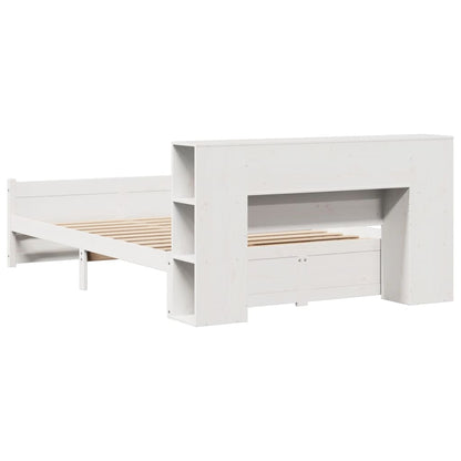 Bed met boekenkast zonder matras grenenhout wit 120x190 cm