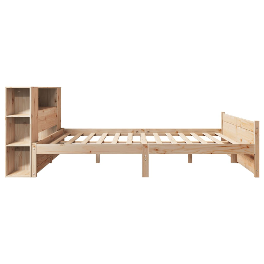 Bed met boekenkast zonder matras massief grenenhout 135x190 cm