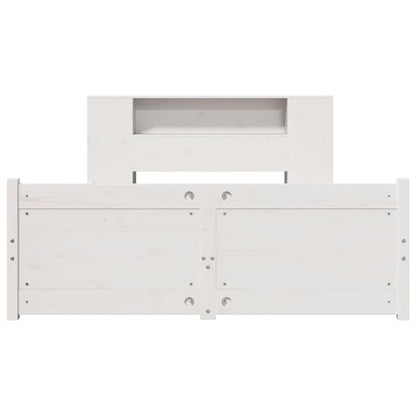 Bed met boekenkast zonder matras grenenhout wit 135x190 cm