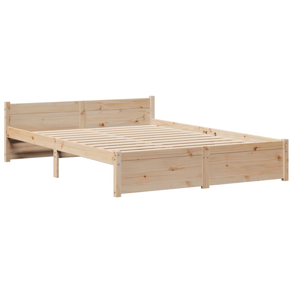 Bed Met Boekenkast Zonder Matras Massief Grenenhout 140 x 190 cm Naturel