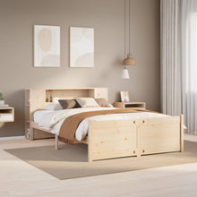 Bed Met Boekenkast Zonder Matras Massief Grenenhout 140 x 190 cm Naturel