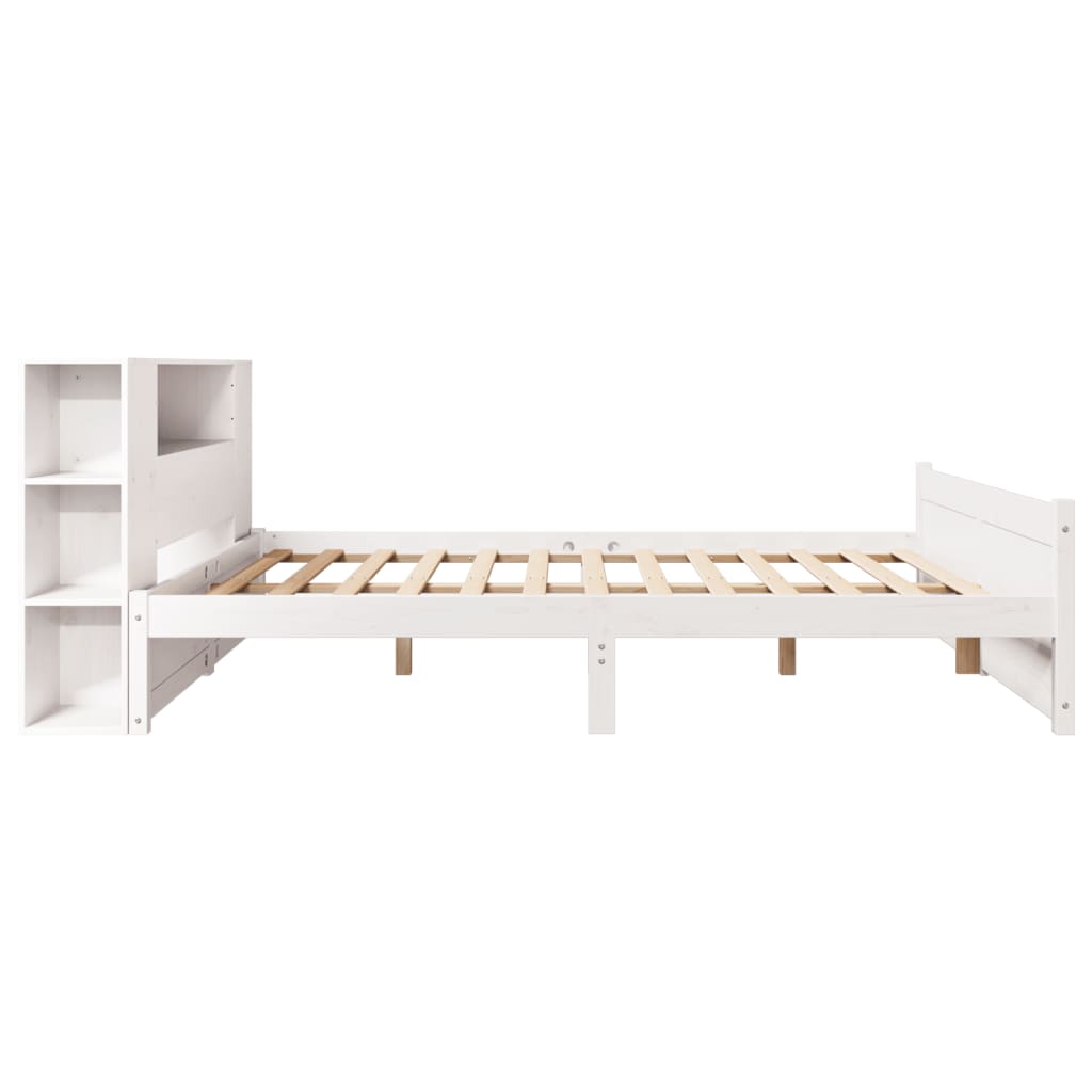 Bed met boekenkast zonder matras grenenhout wit 120x200 cm