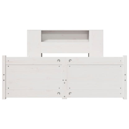 Bed met boekenkast zonder matras grenenhout wit 140x200 cm