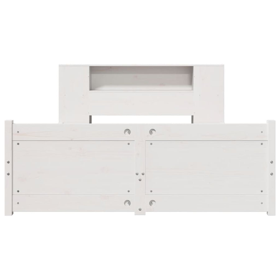 Bed met boekenkast zonder matras grenenhout wit 140x200 cm