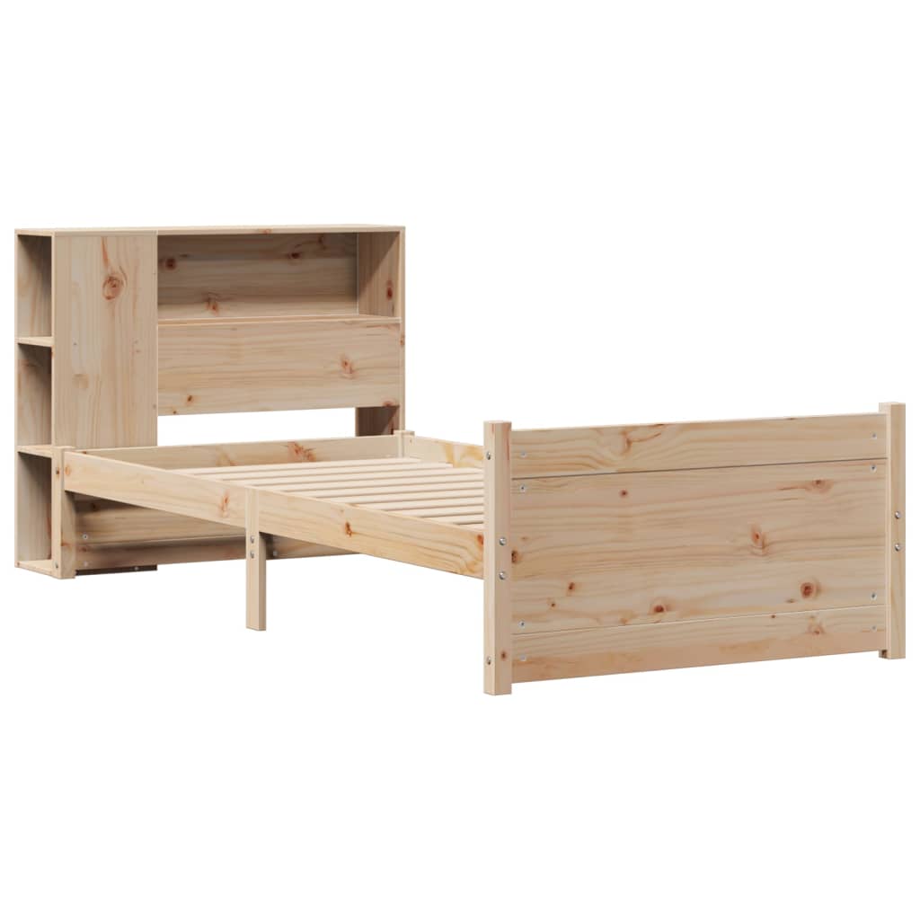 Bed met boekenkast zonder matras massief grenenhout 75x190 cm
