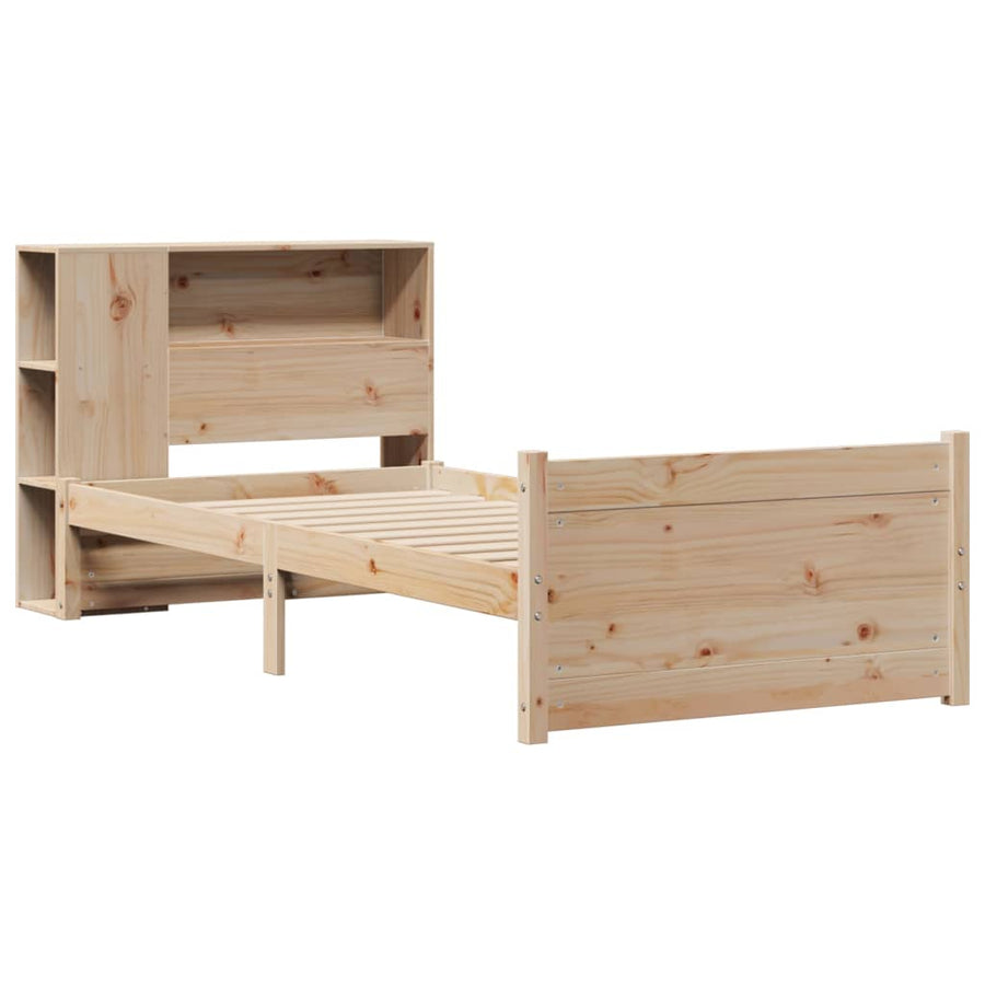 Bed met boekenkast zonder matras massief grenenhout 75x190 cm