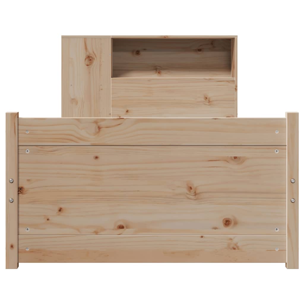 Bed met boekenkast zonder matras massief grenenhout 75x190 cm