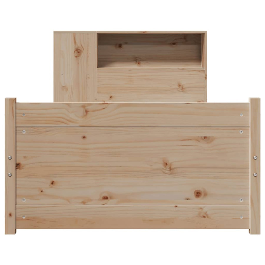 Bed met boekenkast zonder matras massief grenenhout 75x190 cm