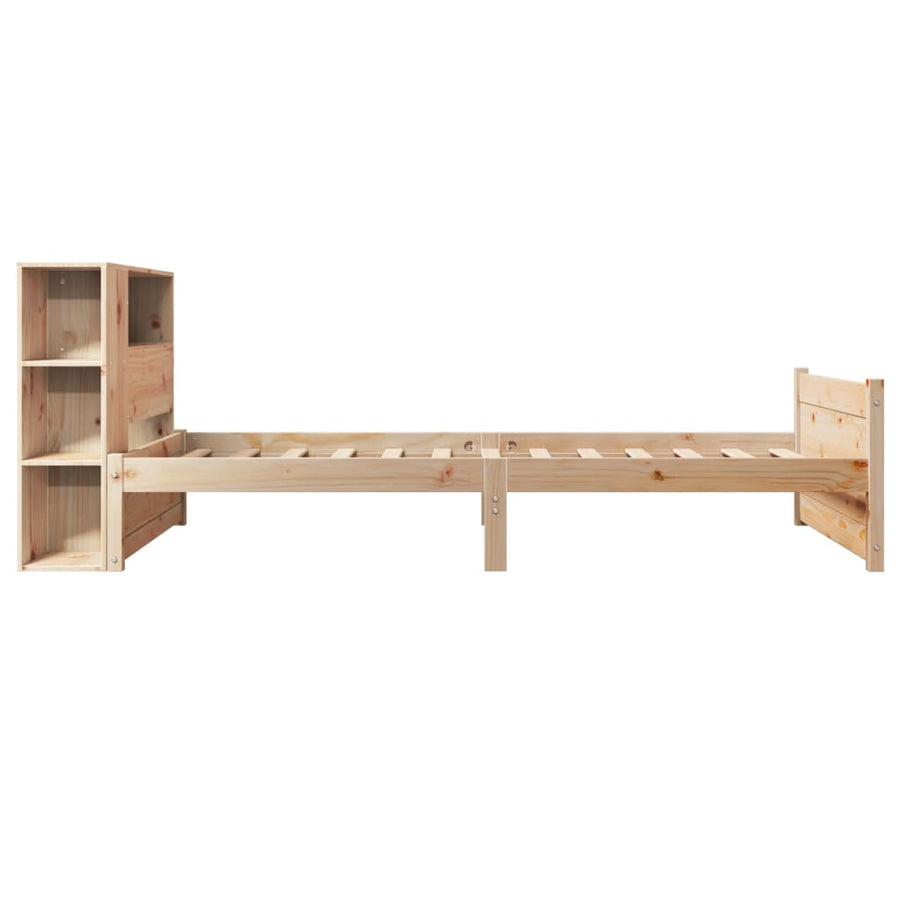 Bed met boekenkast zonder matras massief grenenhout 75x190 cm
