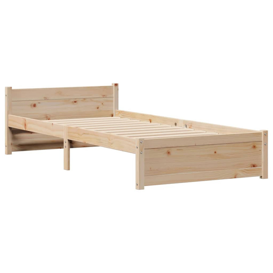 Bed met boekenkast zonder matras massief grenenhout 75x190 cm