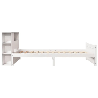 Bed met boekenkast zonder matras grenenhout wit 90x190 cm
