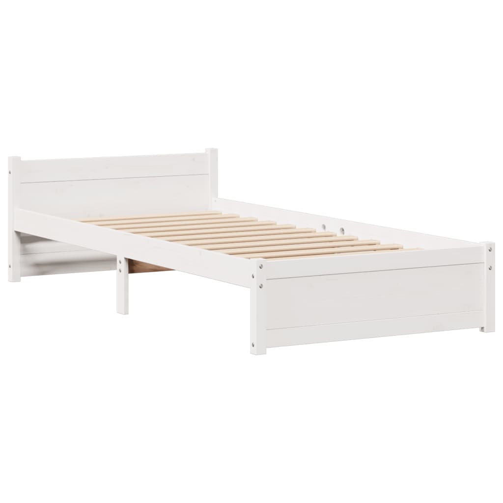 Bed met boekenkast zonder matras grenenhout wit 90x190 cm