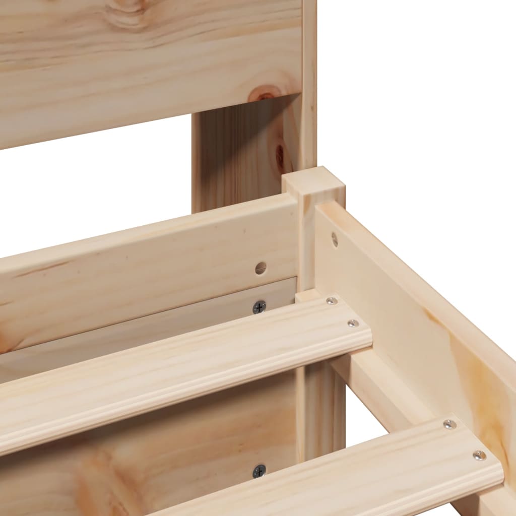 Bed Met Boekenkast Zonder Matras Massief Grenenhout 100 x 200 cm Naturel