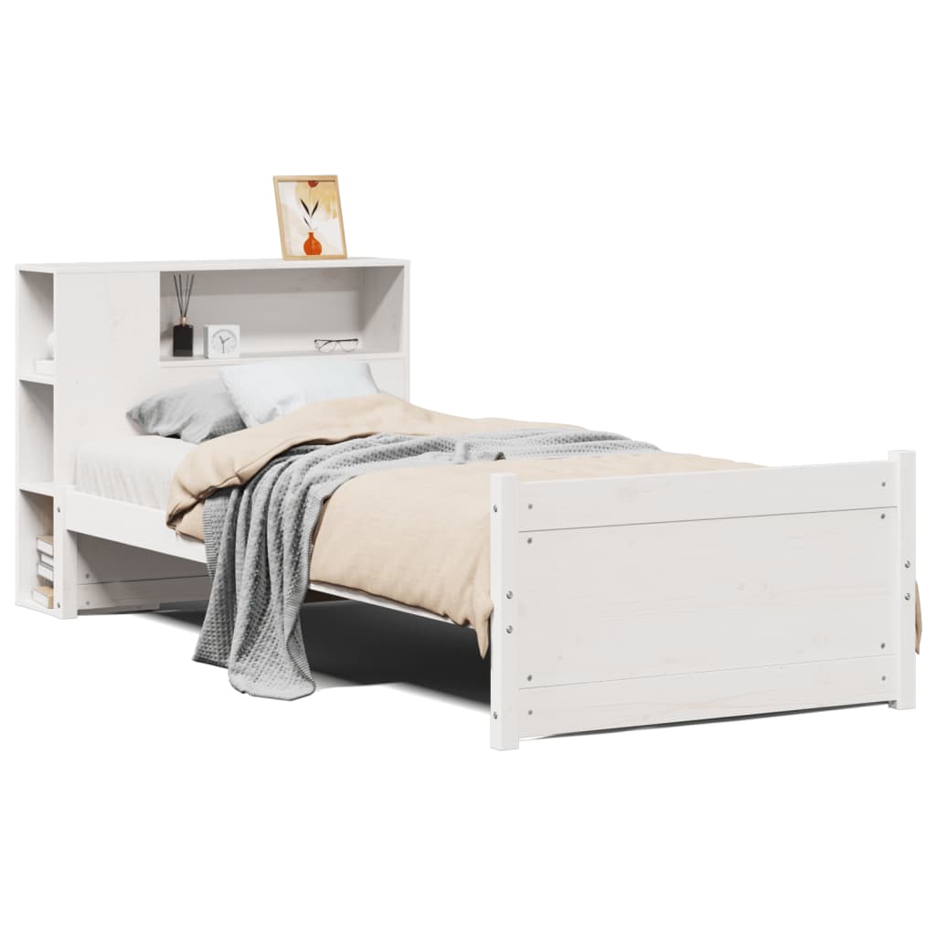 Bed Met Boekenkast Zonder Matras Grenenhout 100 x 200 cm Wit