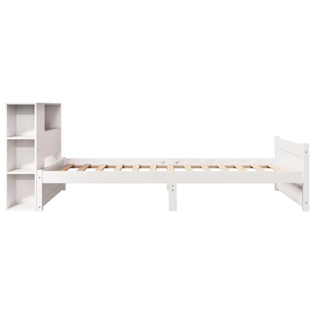 Bed Met Boekenkast Zonder Matras Grenenhout 100 x 200 cm Wit