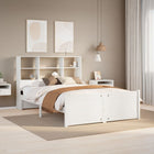 Bed met boekenkast zonder matras grenenhout wit 135x190 cm