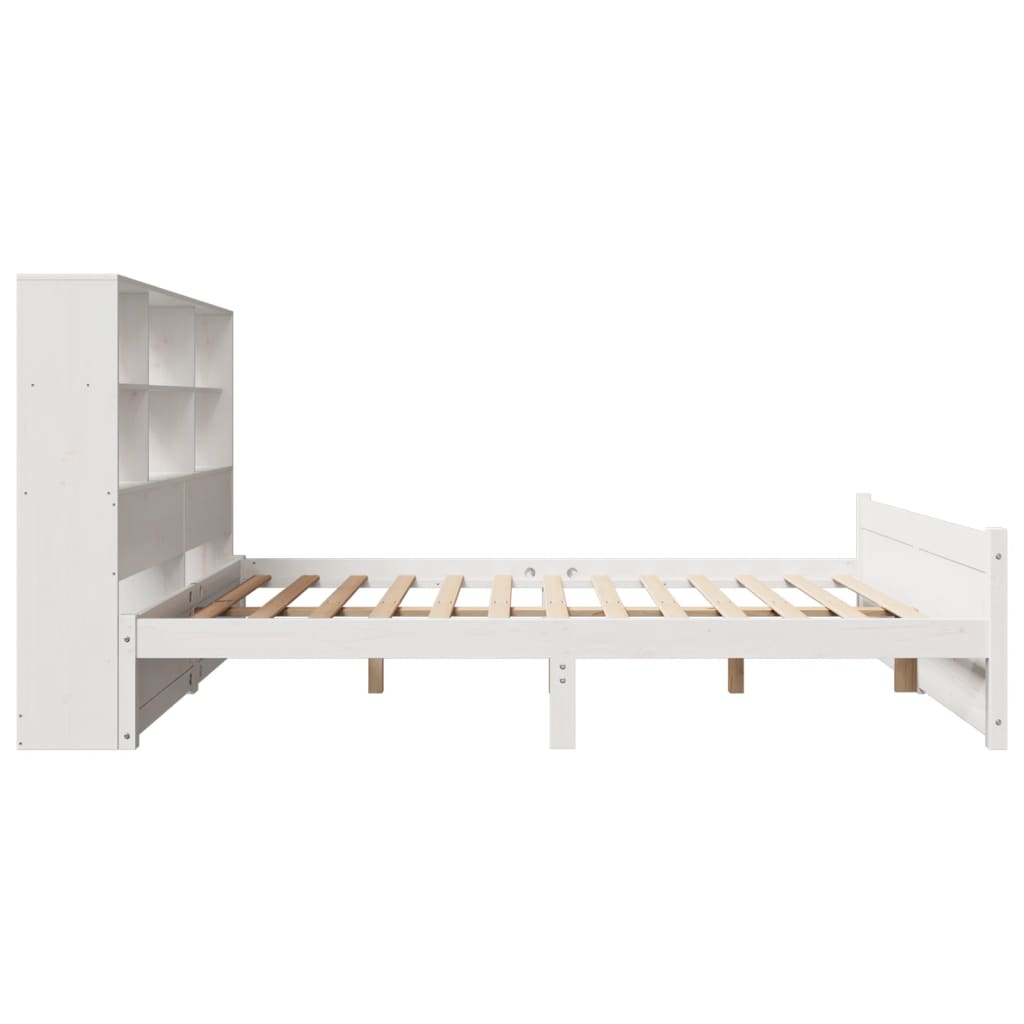 Bed Met Boekenkast Zonder Matras Grenenhout 140 x 190 cm Wit