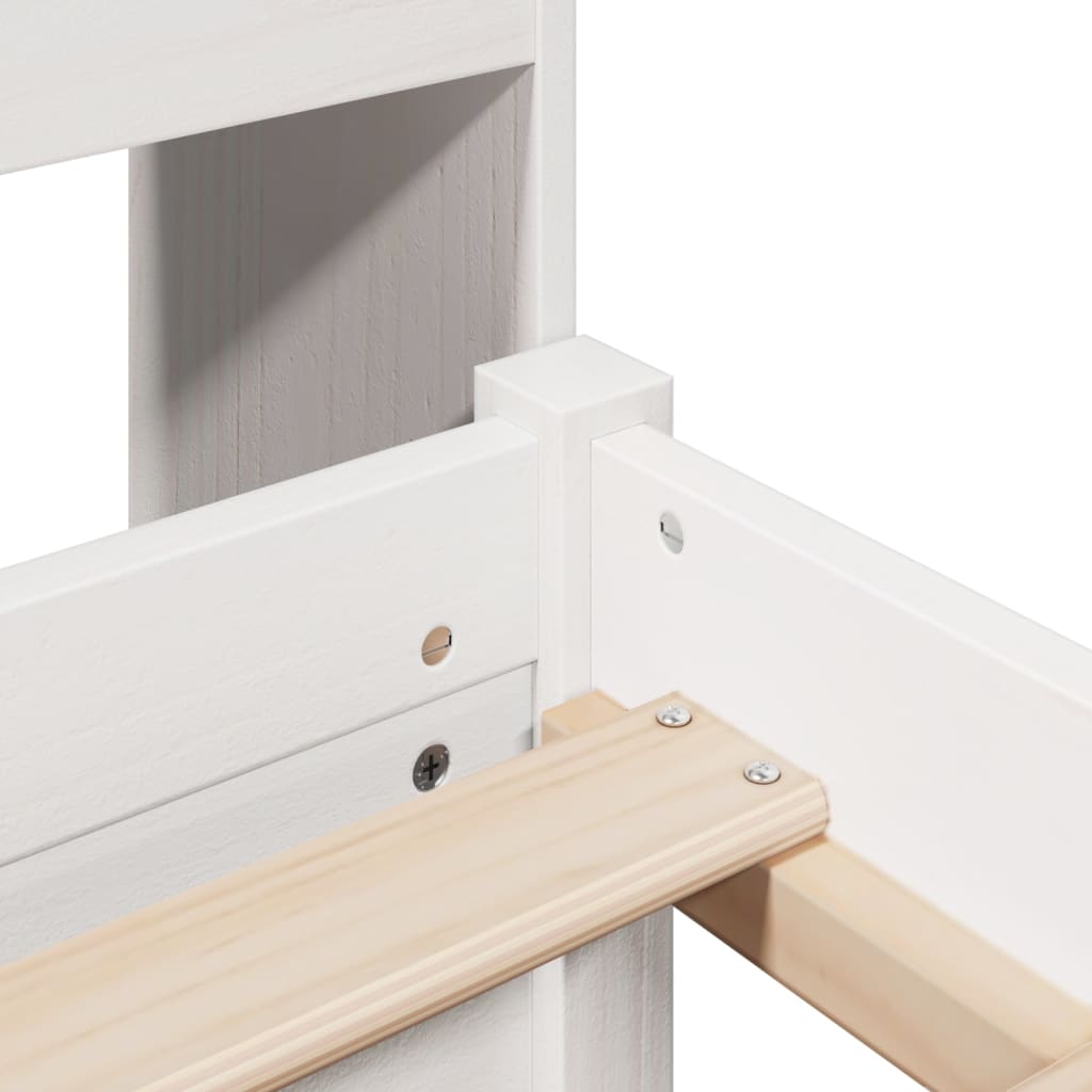 Bed Met Boekenkast Zonder Matras Grenenhout 140 x 190 cm Wit