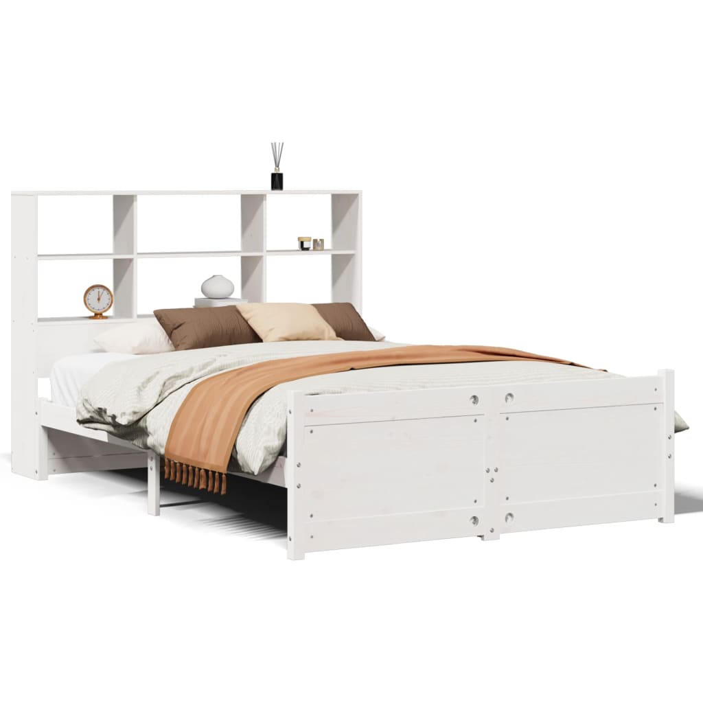 Bed Met Boekenkast Zonder Matras Grenenhout 120 x 200 cm Wit