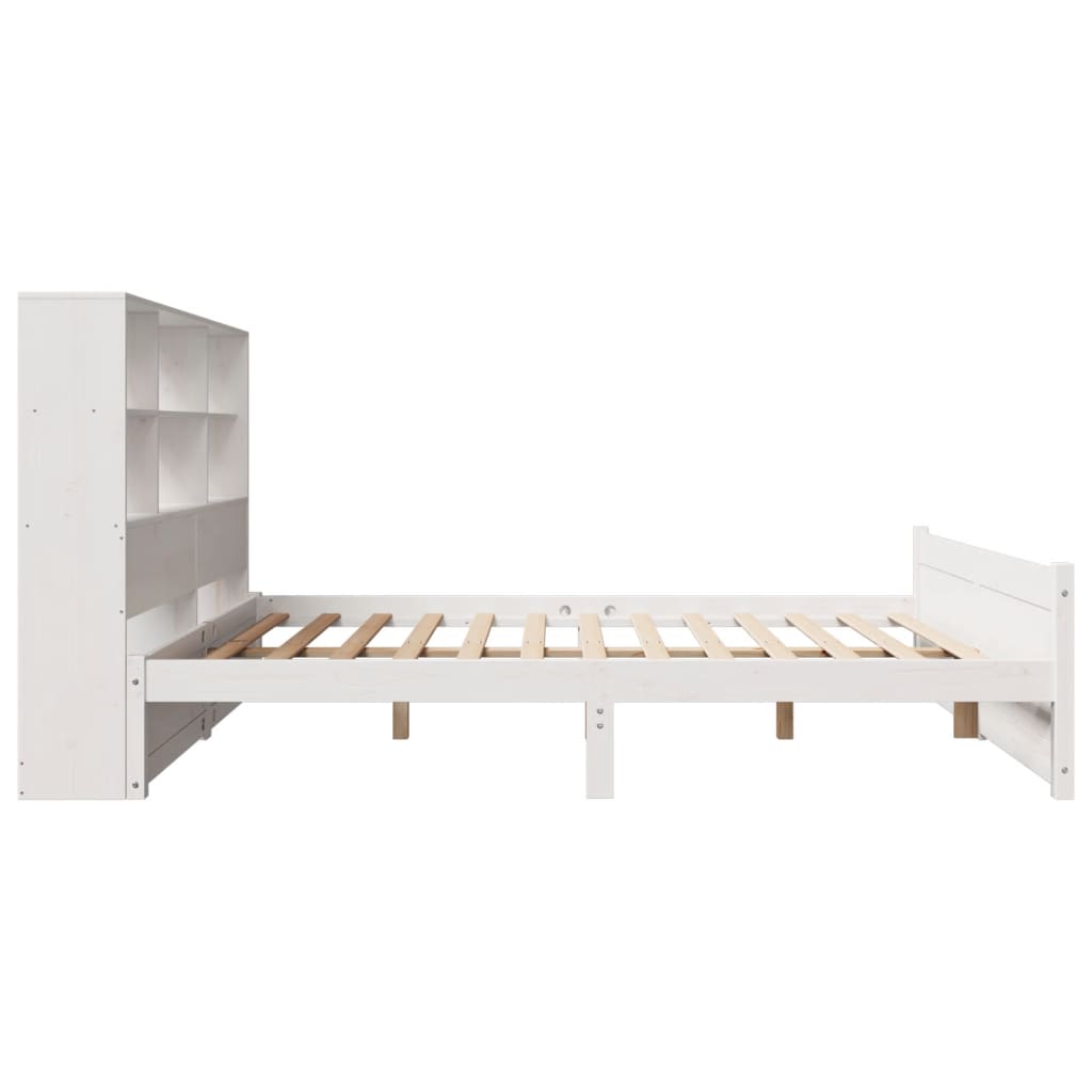 Bed Met Boekenkast Zonder Matras Grenenhout 120 x 200 cm Wit