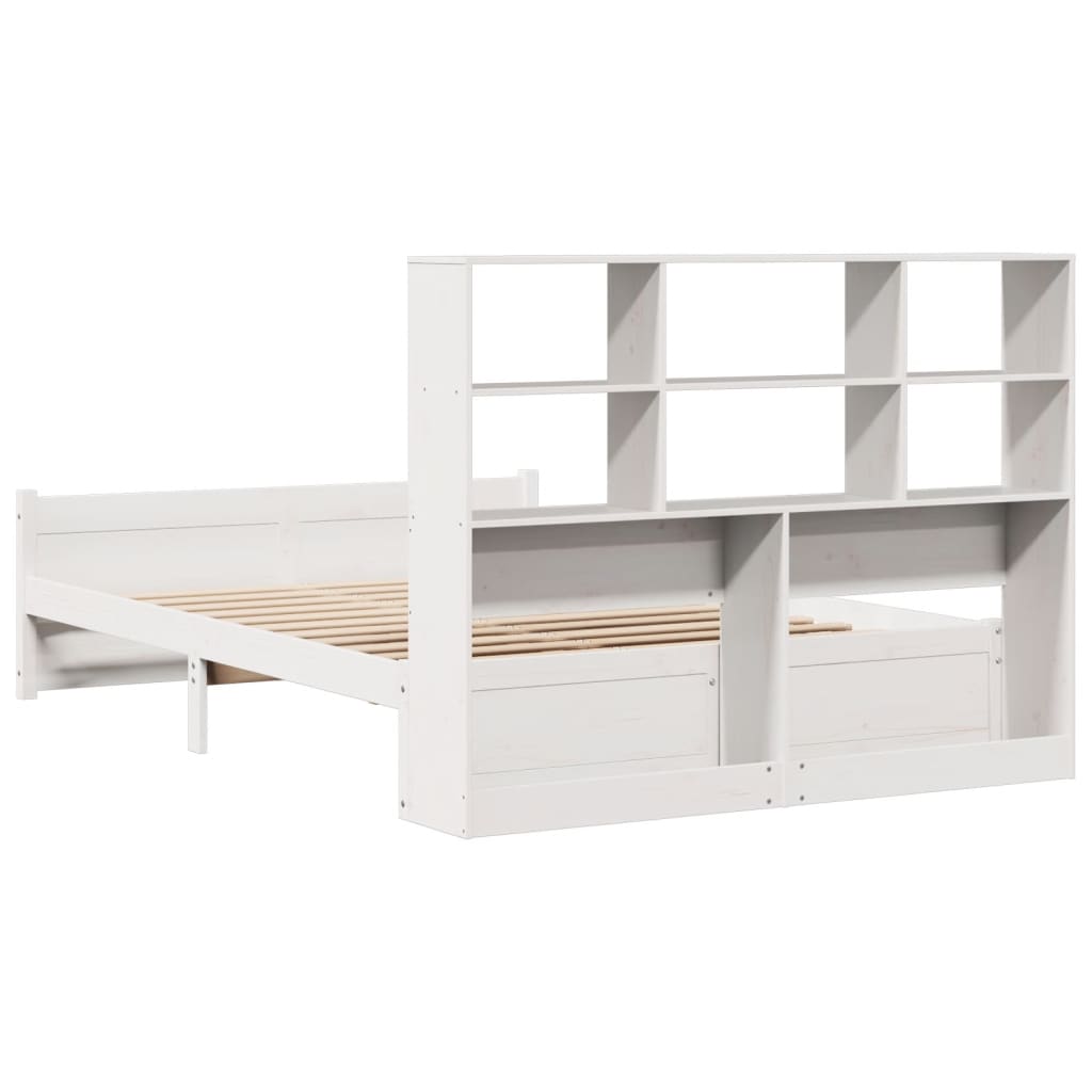 Bed Met Boekenkast Zonder Matras Grenenhout 120 x 200 cm Wit