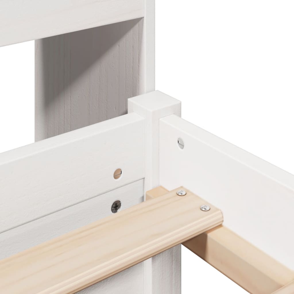 Bed Met Boekenkast Zonder Matras Grenenhout 120 x 200 cm Wit