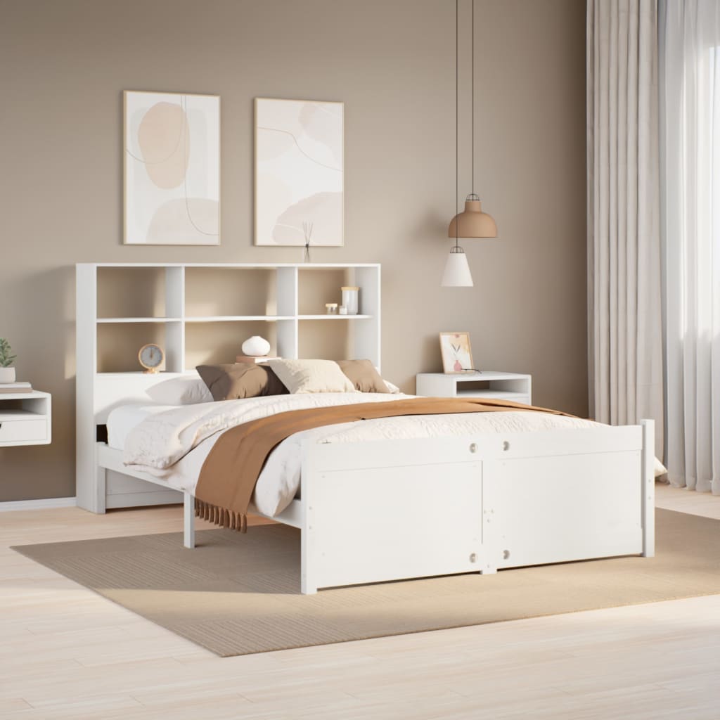 Bed Met Boekenkast Zonder Matras Grenenhout 120 x 200 cm Wit