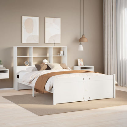 Bed Met Boekenkast Zonder Matras Grenenhout 120 x 200 cm Wit