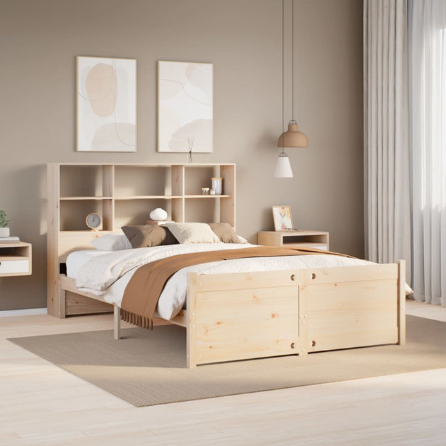 Bed met boekenkast zonder matras massief grenenhout 140x200 cm