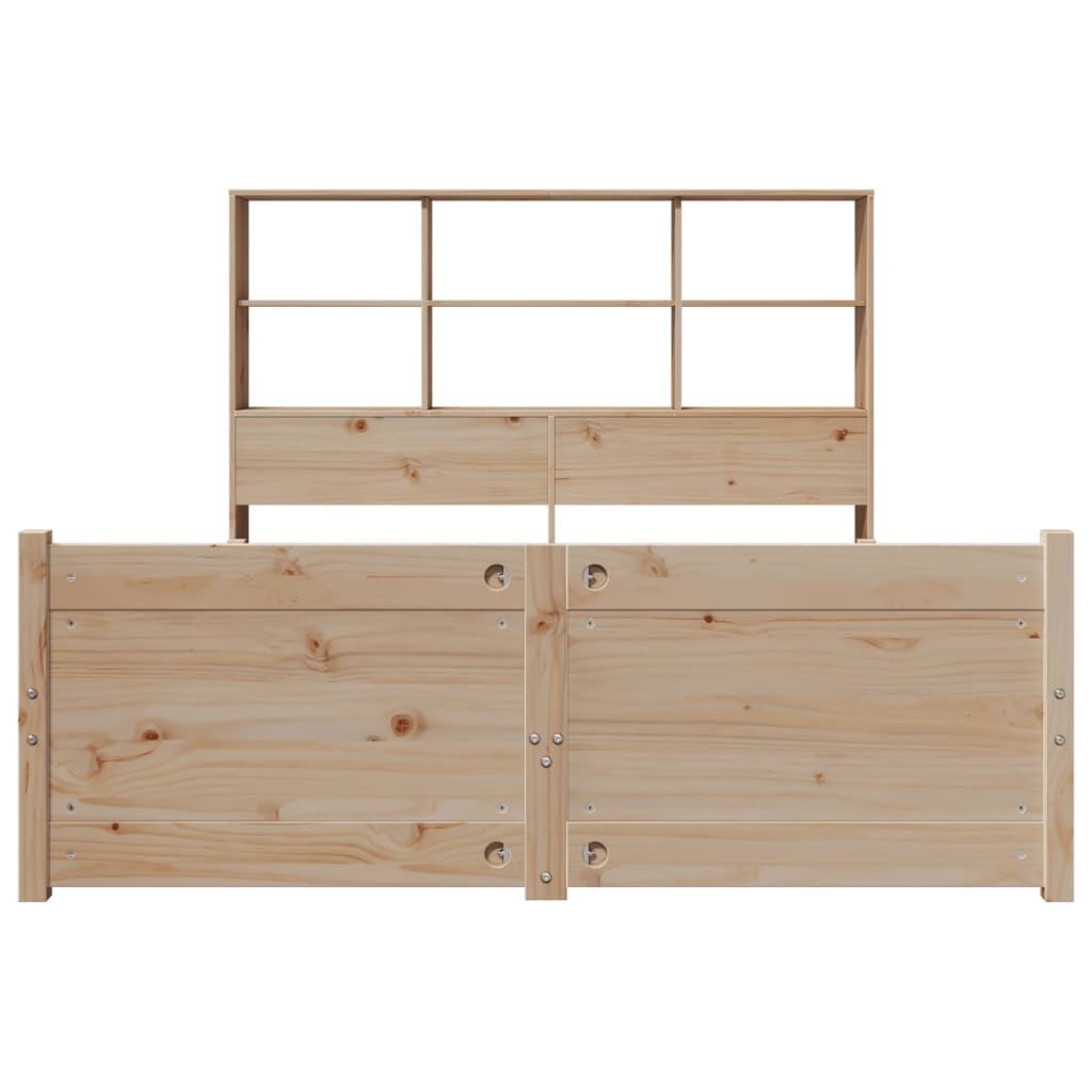 Bed met boekenkast zonder matras massief grenenhout 160x200 cm