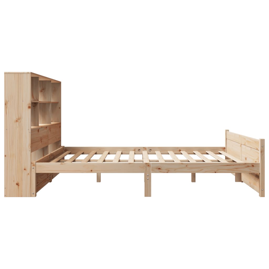 Bed met boekenkast zonder matras massief grenenhout 160x200 cm