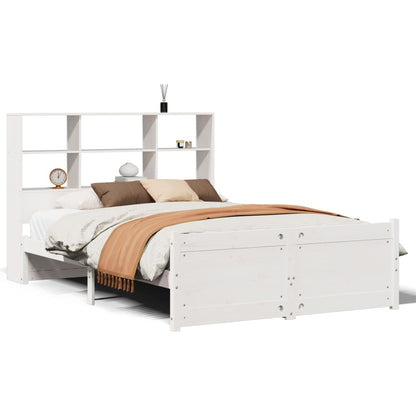 Bed met boekenkast zonder matras grenenhout wit 160x200 cm