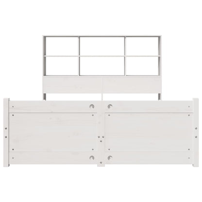 Bed met boekenkast zonder matras grenenhout wit 160x200 cm
