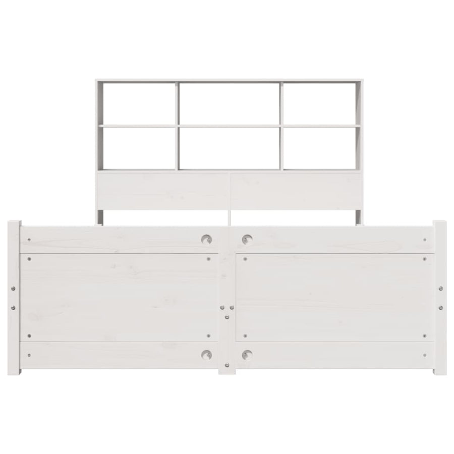 Bed met boekenkast zonder matras grenenhout wit 160x200 cm